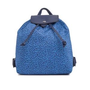 Longchamp Le Pliage Panther Print Backpack Blue Nylon Leather